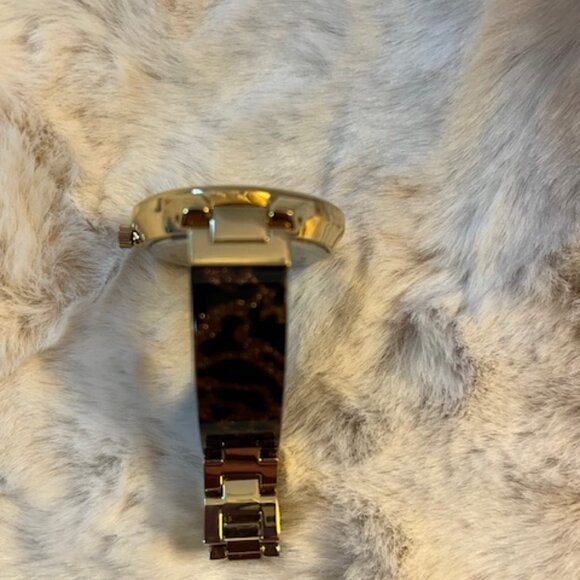Anne Klein Gold Leopard Print Watch - Picture 3 of 5